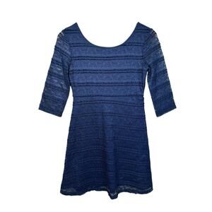 Old Navy Girls 3/4 Sleeve Lace Dress Knee Length Navy Blue L 10-12 Party Dressy